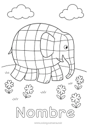 Dibujo libre Elefante Animales Animales salvajes de África Mosaicos Cuentos para Niños