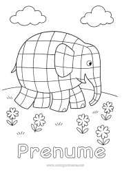 Pagină de colorat gratuită Elefant Animal Animale sălbatice din Africa Mozaicuri Povesti pentru copii