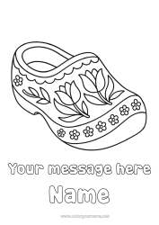 Colouring to customise Flowers Tulip Symbols Shoe Netherlands