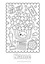Colouring to customise Cinema Popcorn Treats, Sweets Ticket