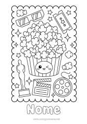 Desenho para personalizar Cinema Pipoca Guloseimas, doces Bilhete