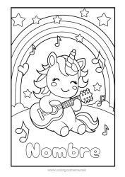 Dibujo libre Unicornio Animales Arcoíris Dragones, unicornios y animales fantásticos Guitarra Instrumentos de música