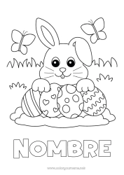 Dibujo libre Conejo Mariposa Animales Huevos de Pascua Pascua de Resurrección Dibujos fáciles para colorear Insectos Animales del bosque