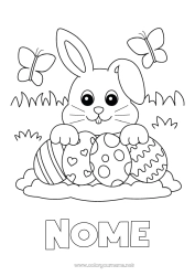 Disegno gratuito Coniglio Farfalla Animale Uova di Pasqua Pasqua Disegni da colorare facili Insetti Animali della foresta
