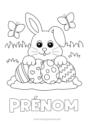 Coloriage gratuit Lapin Papillon Animal Oeufs de Pâques Pâques Coloriages faciles Insectes Animaux de la forêt