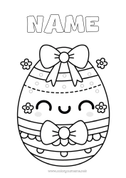 Free coloring Kawaii Big easter egg Easy coloring pages