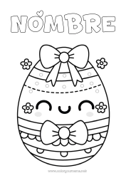 Colorear gratis Kawaii Gran huevo de pascua Dibujos fáciles para colorear