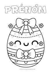 Coloriage à personnaliser Kawaii Gros oeuf de Pâques Coloriages faciles