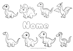 Disegno gratuito Dinosauri Tirannosauro Triceratopo Cartone animato Stegosauro