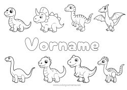 Malvorlage anpassen Dinosaurier Tyrannosaurus Triceratops Karikatur Stegosaurus