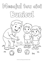 Pagină de colorat gratuită Sport Tată Bunicul Fată Băiat Copil Petanque Jocuri în aer liber