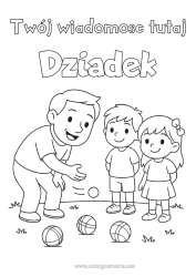 Kolorowanka za darmo Sport Tata Dziadek Dziewczyna Chłopiec Dziecko Petanka Gry na świeżym powietrzu