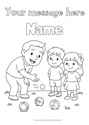 Colouring to customise Sport Dad Grandad Girl Boy Child Petanque Outdoor Games