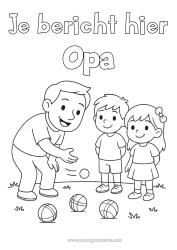 Gratis kleurplaat Sport Papa Opa Meisje Jongen Kind Petanque Buitenspellen
