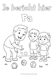 Gratis kleurplaat Sport Papa Opa Meisje Jongen Kind Petanque Buitenspellen