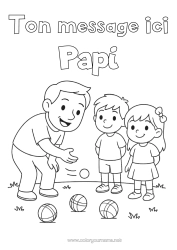 Coloriage gratuit Sport Papa Papi Fille Garçon Enfant Pétanque Jeux de plein air
