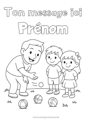 Coloriage gratuit Sport Papa Papi Fille Garçon Enfant Pétanque Jeux de plein air