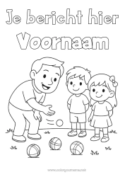 Gratis kleurplaat Sport Papa Opa Meisje Jongen Kind Petanque Buitenspellen