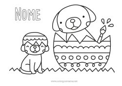 Desenho para personalizar Cachorro Animal Ovos de Páscoa Páscoa Desenhos para colorir fáceis Cães e gatos Ovos pintados de Páscoa
