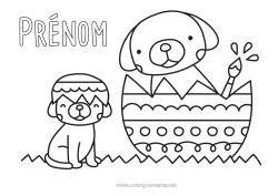 Coloriage à personnaliser Chien Animal Oeufs de Pâques Pâques Coloriages faciles Chiens et chats Œufs peints de Pâques