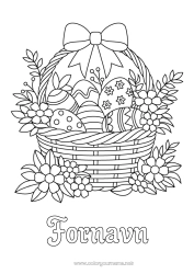 Gratis fargelegging Blomster Påskeegg Kurv