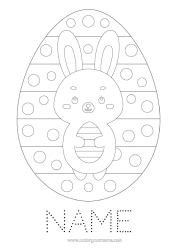 Colouring to customise Rabbit Children's Activities Connecting Points Large Easter Egg Easy Colouring Pages Forest Animals Circle, Round