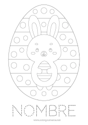 Colorear gratis Conejo Actividades para niños Une los puntos Gran huevo de pascua Dibujos fáciles para colorear Animales del bosque Círculo, redondo