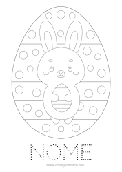 Disegno gratuito Coniglio Attività per Bambini Punti da unire Grande uovo di Pasqua Disegni da colorare facili Animali della foresta Cerchio, rotondo