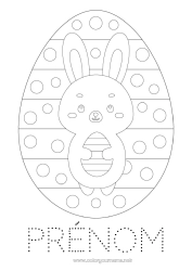 Dessin gratuit Lapin Activités enfants Points à relier Gros oeuf de Pâques Coloriages faciles Animaux de la forêt Cercle, rond