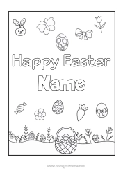Colouring to customise Cute Easter Eggs Easter "Happy Easter" Message