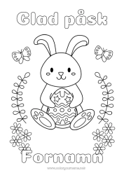 Gratis färgläggning Blommor Kanin Fjäril Påskägg Påsk 