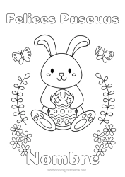 Dibujo libre Flores Conejo Mariposa Huevos de Pascua Pascua de Resurrección Mensaje de 