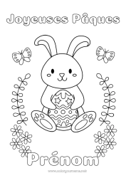 Dessin gratuit Fleurs Lapin Papillon Oeufs de Pâques Pâques 