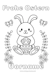 Kostenlose Zeichnung Blumen Hase Schmetterling Ostereier Ostern 