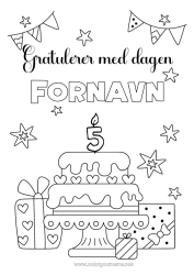 Fargeleggingssiden å tilpasse Kake Hjerte Fest Gratulerer med dagen! Tilpasset bursdag alder Bursdagskake