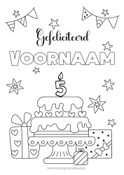 Gratis tekening Taart Hart Feest Verjaardag (Frans) Bericht Aangepaste verjaardagsleeftijd Verjaardagstaart
