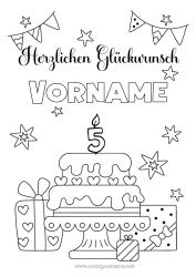 Kostenlose Zeichnung Kuchen Herz Fest Alles Gute zum Geburtstag (Französisch) Nachricht Angepasstes Geburtstagsalter Geburtstagskuchen