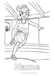Colouring to customise Sport Girl Basketball Team Sports