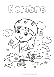 Colorear gratis Sport Chica Mariposa Insectos Roller