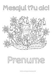 Desen liber de colorat Pisică Primăvară Animal Lăcrămioare Câini și pisici 1 Mai