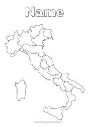 Colouring to customise Geography Italy Country Map Of Countries