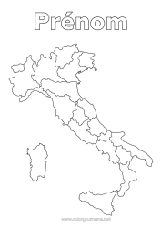 Coloriage à personnaliser Géographie Italie Pays Carte des pays