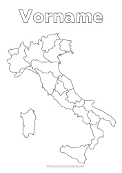 Malvorlage anpassen Geografie Italien Land Landkarten