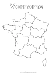 Malvorlage anpassen Geografie Frankreich Land Landkarten