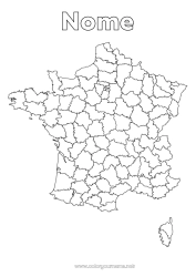 Desenho para personalizar Geografia França País Mapa dos países