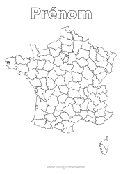 Coloriage à personnaliser Géographie France Pays Carte des pays