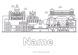 Coloring to customize Geography Italy Rome Monument City of the world Vatican