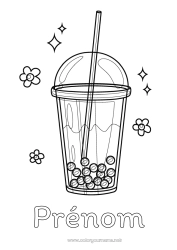 Dessin gratuit Fleurs Boisson Bubble tea Réaliste