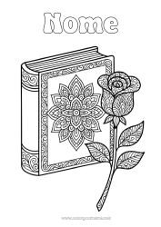 Disegno gratuito Rosa Colorazioni complesse Libro Zentangle San Jordi o San Giorgio Lettura