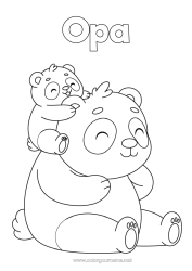 Kinder-Malvorlage Tier Panda Andere Tiere der Welt Tierfamilie Tierbaby